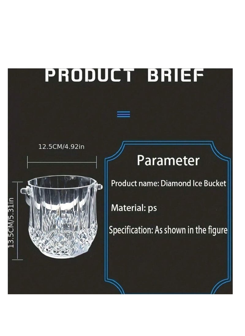 OASIS-TH Elegant Transparent Ice Bucket Handle & Servings Tongs Crystal Shape Design  - Image 4