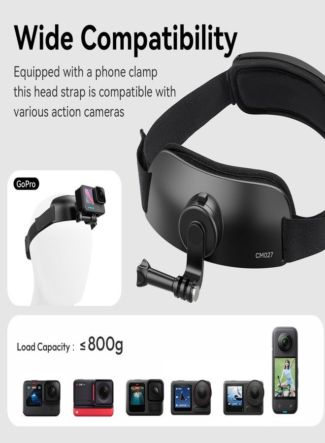 jusmo ULANZI CM027 Camera Head Strap Mount Support Vertical Shots for GoPro Hero 13 12 11 10 9 8 7 6 5 4 Session 3+ 3 2 1 Max, DJI Osmo Action, Insta360, Action Cameras Head Mounted - Image 4