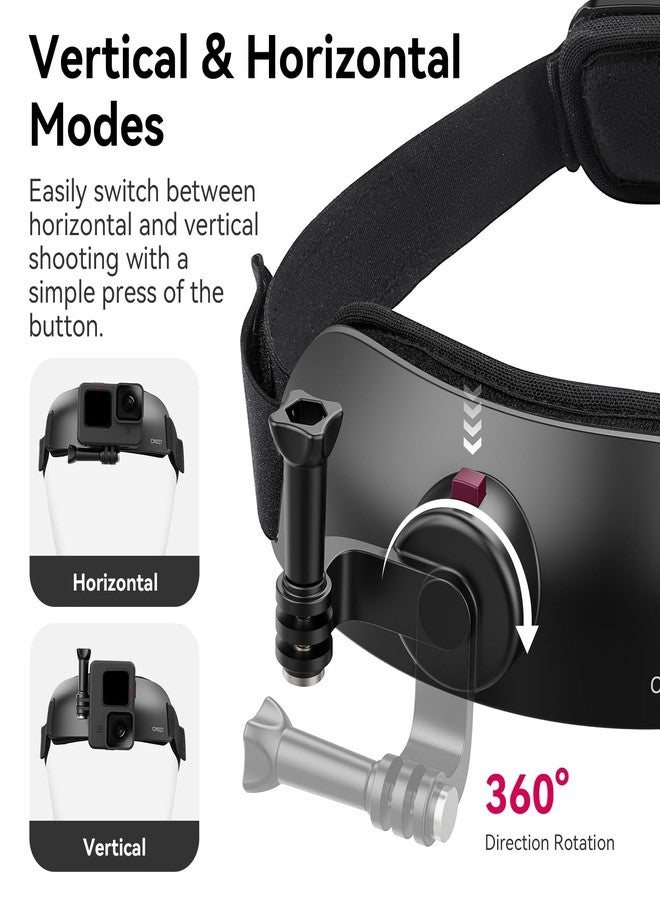 jusmo ULANZI CM027 Camera Head Strap Mount Support Vertical Shots for GoPro Hero 13 12 11 10 9 8 7 6 5 4 Session 3+ 3 2 1 Max, DJI Osmo Action, Insta360, Action Cameras Head Mounted - Image 3