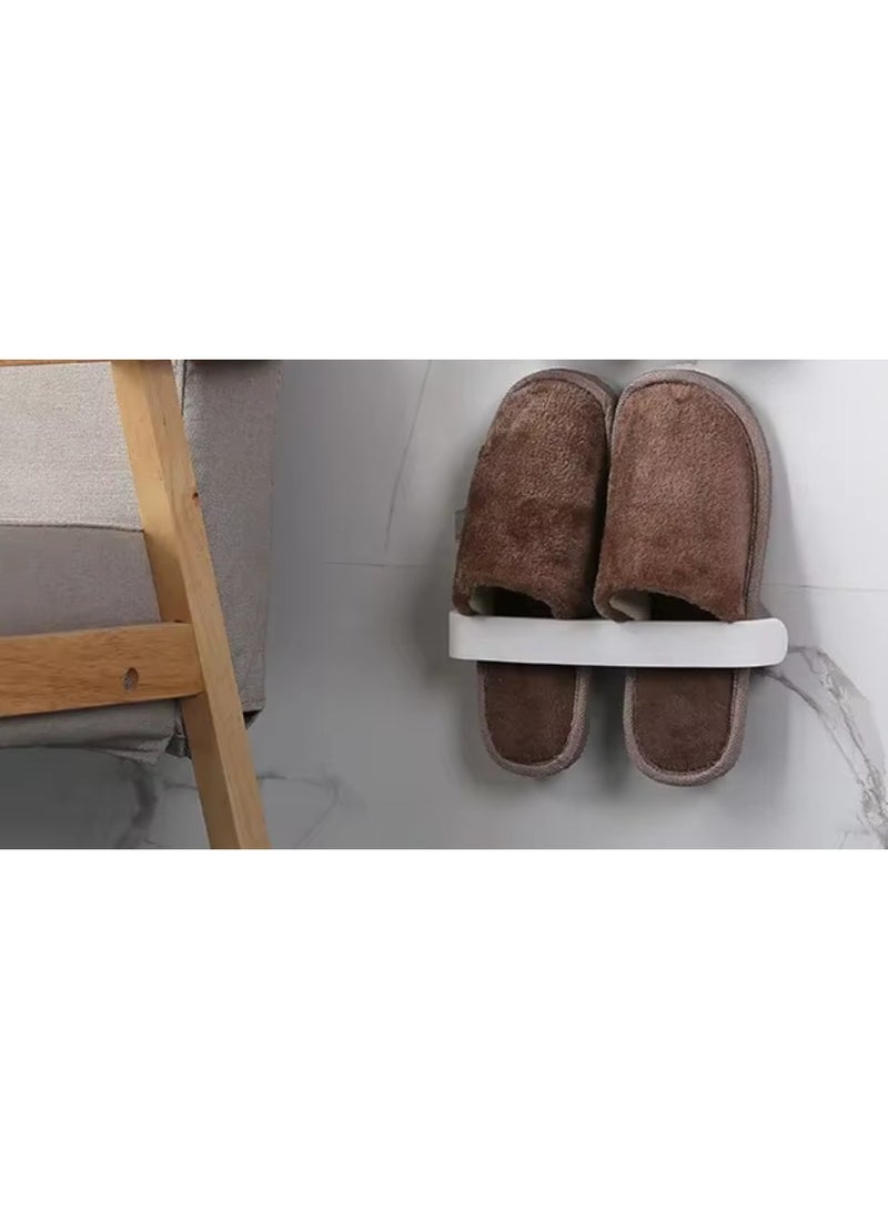 Bathroom Shoe Organizer: 1 piece shoe organizer for the bathroom, bathroom shoe mount and towel , organizer for bathroom and toilet shoes, slipper holder mount, shoe mount, adhesive wall mount for home shoes, adhesive glue mount for securing and organizing shoes and slippers, wall shoe mount - white color  - Image 3