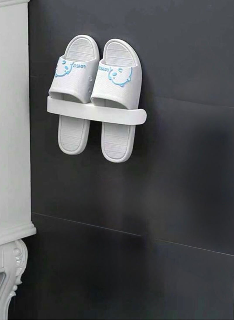Bathroom Shoe Organizer: 1 piece shoe organizer for the bathroom, bathroom shoe mount and towel , organizer for bathroom and toilet shoes, slipper holder mount, shoe mount, adhesive wall mount for home shoes, adhesive glue mount for securing and organizing shoes and slippers, wall shoe mount - white color  - Image 5