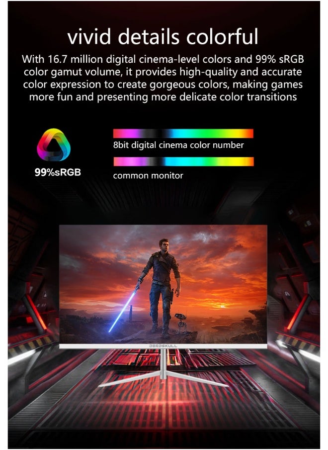 24" Inch GMX24W Gaming Monitor LED Panel Type, 180Hz Refresh Rate, 1ms Response Time,  Adaptive Sync and G-Sync Compatible, Adjustable Stand | White