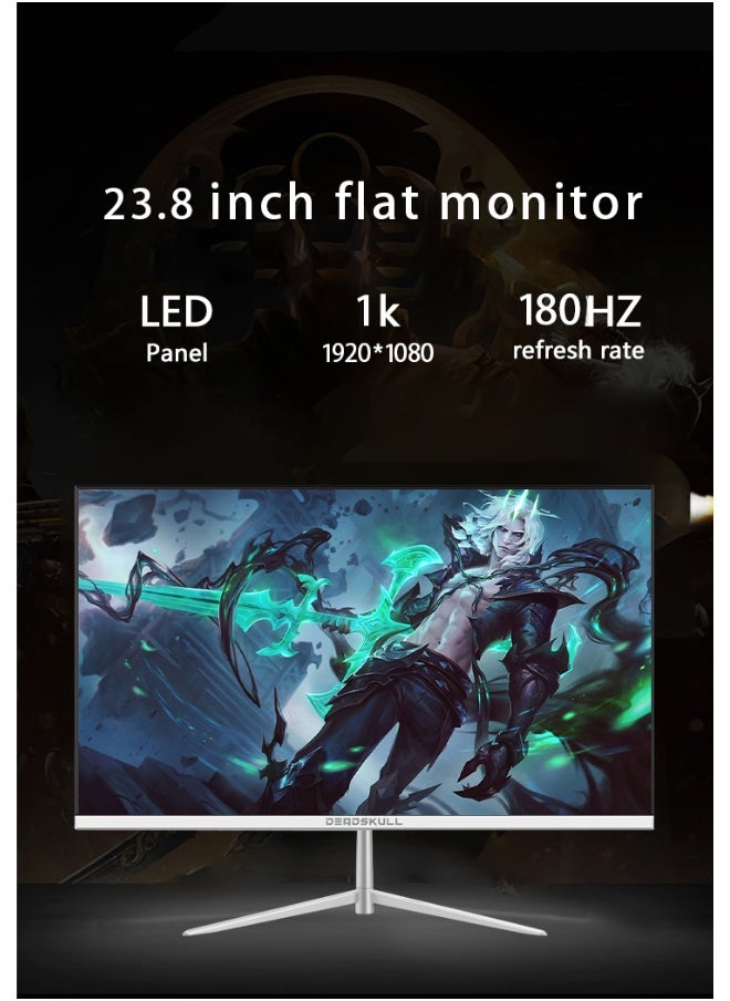 24" Inch GMX24W Gaming Monitor LED Panel Type, 180Hz Refresh Rate, 1ms Response Time,  Adaptive Sync and G-Sync Compatible, Adjustable Stand | White