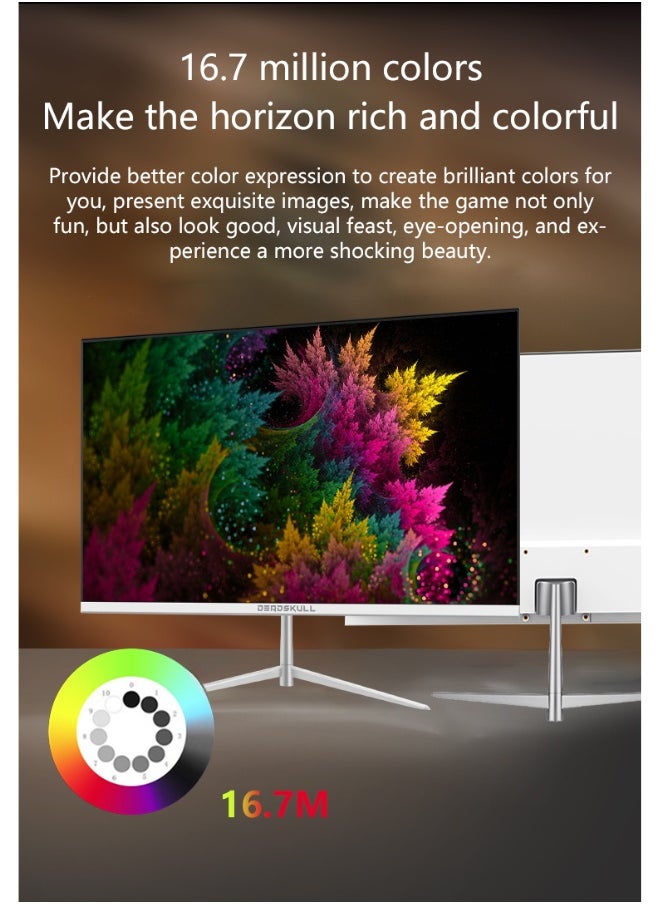 24" Inch GMX24W Gaming Monitor LED Panel Type, 180Hz Refresh Rate, 1ms Response Time,  Adaptive Sync and G-Sync Compatible, Adjustable Stand | White