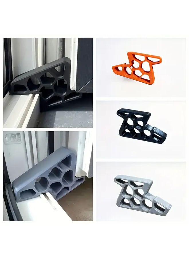 Gray 2Pcs Heavy Duty Window Stopper with Honeycomb Locking Mechanism for Sliding and Fixed Panels - Image 1