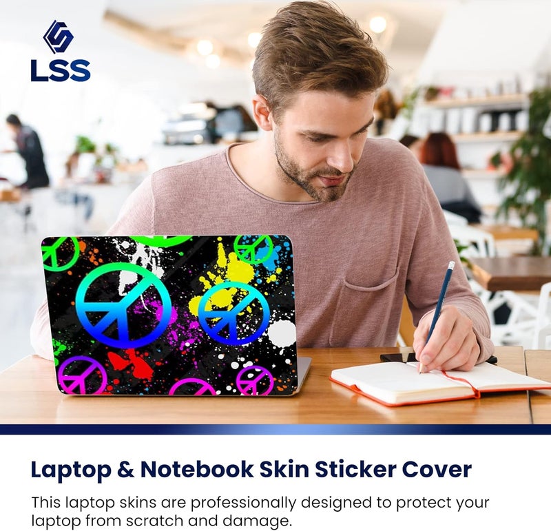 LSS Laptop 17-17.3" Skin Cover with Colorful Peace Signs Pattern for HP Dell Lenovo Apple Asus Acer Compaq - Fits 16.5" 17" 17.3" 18.4" 19" (2 Wrist Pads Free) - Image 5
