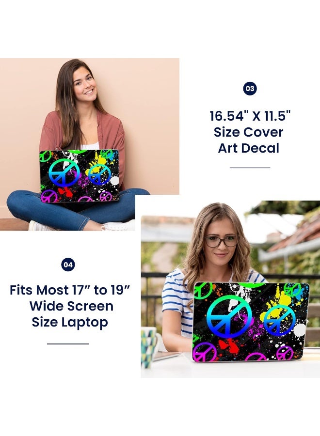 LSS Laptop 17-17.3" Skin Cover with Colorful Peace Signs Pattern for HP Dell Lenovo Apple Asus Acer Compaq - Fits 16.5" 17" 17.3" 18.4" 19" (2 Wrist Pads Free) - Image 3