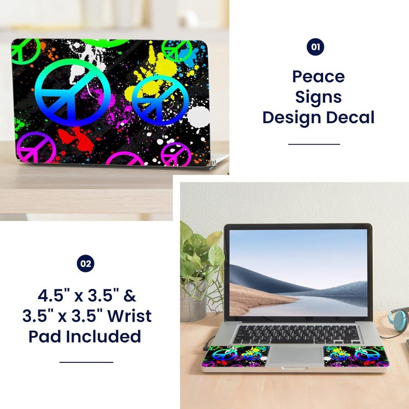 LSS Laptop 17-17.3" Skin Cover with Colorful Peace Signs Pattern for HP Dell Lenovo Apple Asus Acer Compaq - Fits 16.5" 17" 17.3" 18.4" 19" (2 Wrist Pads Free) - Image 2