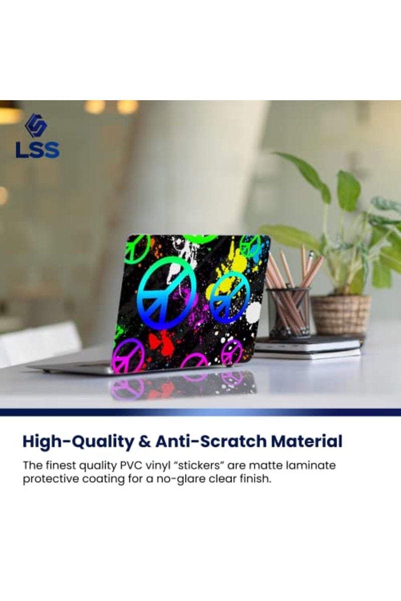 LSS Laptop 17-17.3" Skin Cover with Colorful Peace Signs Pattern for HP Dell Lenovo Apple Asus Acer Compaq - Fits 16.5" 17" 17.3" 18.4" 19" (2 Wrist Pads Free) - Image 3