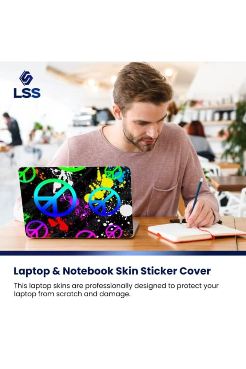 LSS Laptop 17-17.3" Skin Cover with Colorful Peace Signs Pattern for HP Dell Lenovo Apple Asus Acer Compaq - Fits 16.5" 17" 17.3" 18.4" 19" (2 Wrist Pads Free) - Image 4