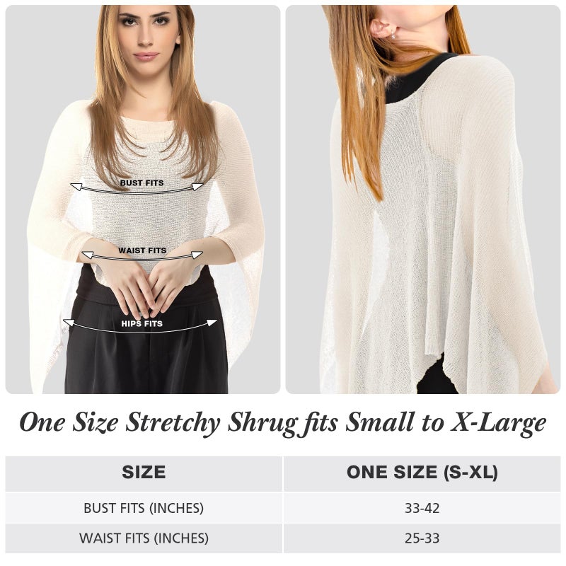 Jamntower 1 Pcs Women Sheer Poncho Shrug Summer Sheer Blouse Top Lightweight Poncho Bolero for Formal Evening Dress (Apricot) - Image 3