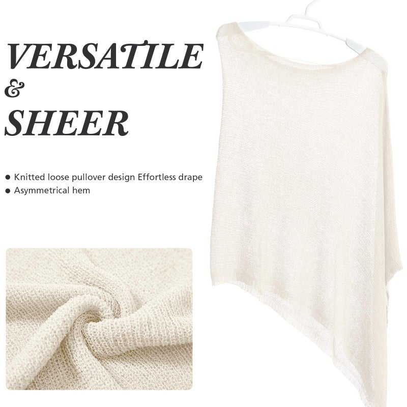 Jamntower 1 Pcs Women Sheer Poncho Shrug Summer Sheer Blouse Top Lightweight Poncho Bolero for Formal Evening Dress (Apricot) - Image 2