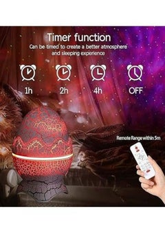 JAJEEK Dinosaur Egg Galaxy Star Projector with Wireless Music Player – Starry Night Light with White Noise, Nebula Effects, Timer, and Remote Control – Ideal Gift & Bedroom Decoration for Kids and Adults – Sleep Aid and Relaxing Ambiance  - Image 3