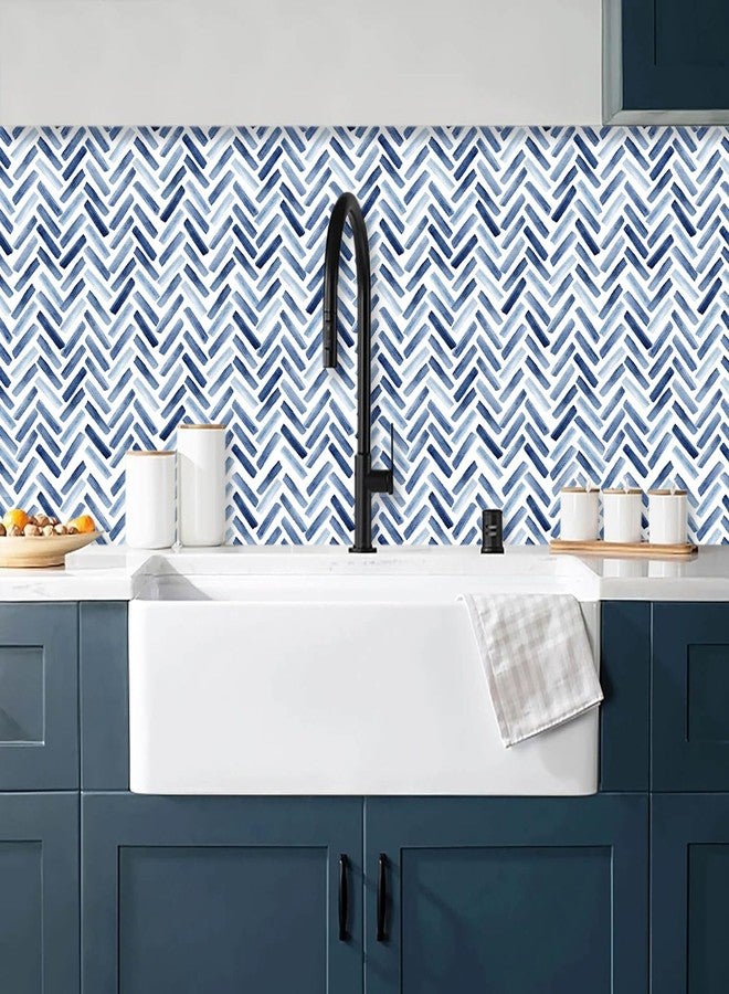 HATARU Peel and Stick Wallpaper Blue and White Line Wallpaper Watercolor Self Adhesive Removable Wall Paper Morden Stripe Contact Paper Vinyl Film Stickers for Cabinets Bedroom Bathroom Drawer,15.7" x 47.2" - Image 4