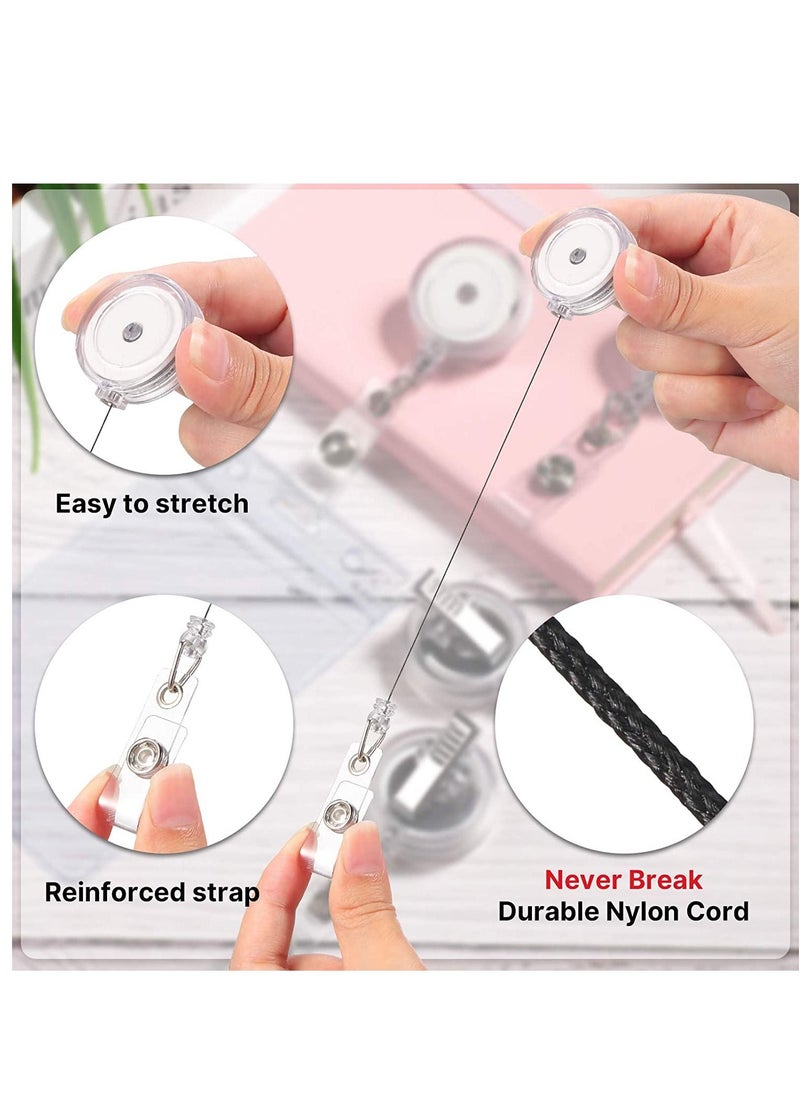 SYOSI 10 Pieces Retractable Badge Holder Reels with Swivel Alligator Clip, ID Card Holder Name Badge Reel Clips for Students Teachers Office Workers (Translucent Clear)  - Image 3