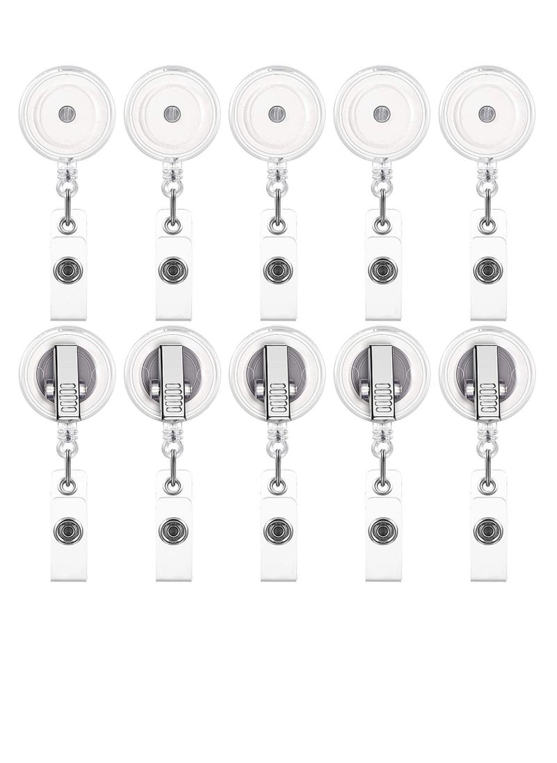 SYOSI 10 Pieces Retractable Badge Holder Reels with Swivel Alligator Clip, ID Card Holder Name Badge Reel Clips for Students Teachers Office Workers (Translucent Clear)  - Image 1
