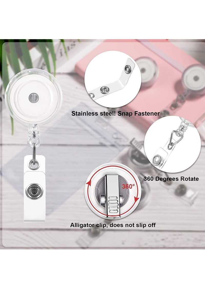 SYOSI 10 Pieces Retractable Badge Holder Reels with Swivel Alligator Clip, ID Card Holder Name Badge Reel Clips for Students Teachers Office Workers (Translucent Clear)  - Image 4