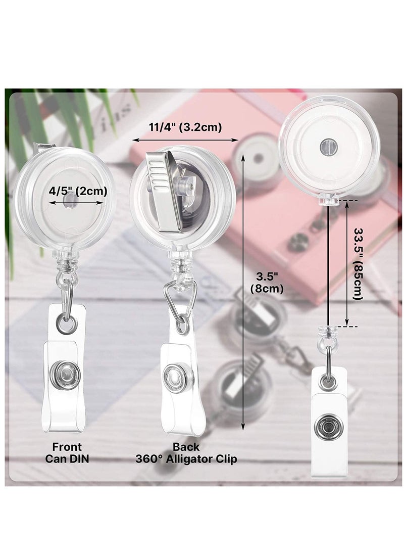 SYOSI 10 Pieces Retractable Badge Holder Reels with Swivel Alligator Clip, ID Card Holder Name Badge Reel Clips for Students Teachers Office Workers (Translucent Clear)  - Image 5