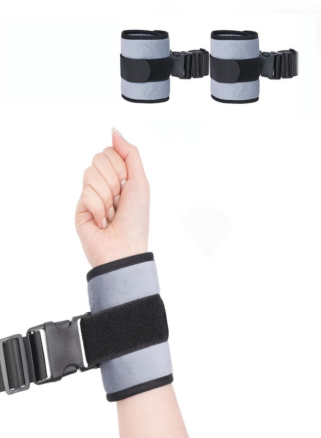 lefeke Patient Medical Restraints with Quick Release Buckles, Bed Restraints Belts for Wrists and Ankles, Limb Holder Movement Limited Ties for Hands and Legs (2Pcs-Velour) (Gray) - Image 1