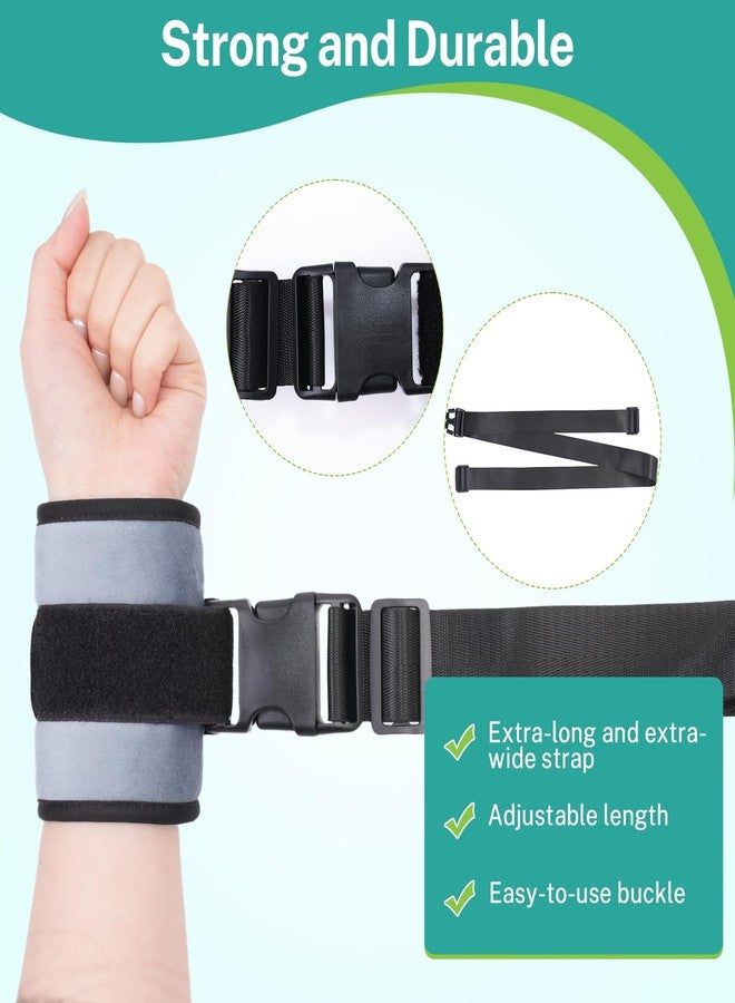 lefeke Patient Medical Restraints with Quick Release Buckles, Bed Restraints Belts for Wrists and Ankles, Limb Holder Movement Limited Ties for Hands and Legs (2Pcs-Velour) (Gray) - Image 3