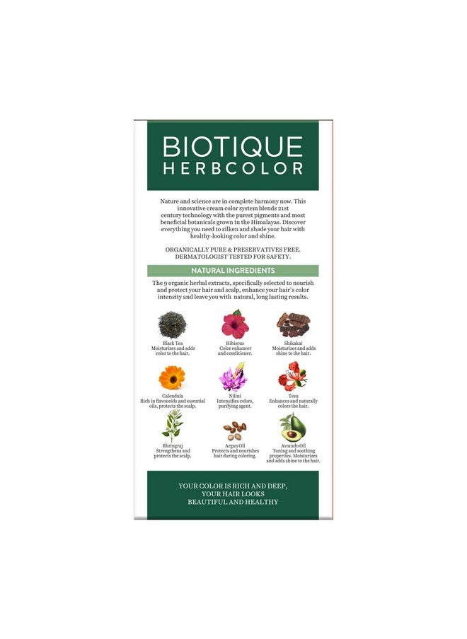 Biotique Herbcolor Conditioning Hair Colour L Ammonia Free Hair Color L 9 Organic Herbal Extracts L Natural And Healthy Shine L 50G + 110Ml| Darkest Brown 3N (Pack Of 1)  - Image 2