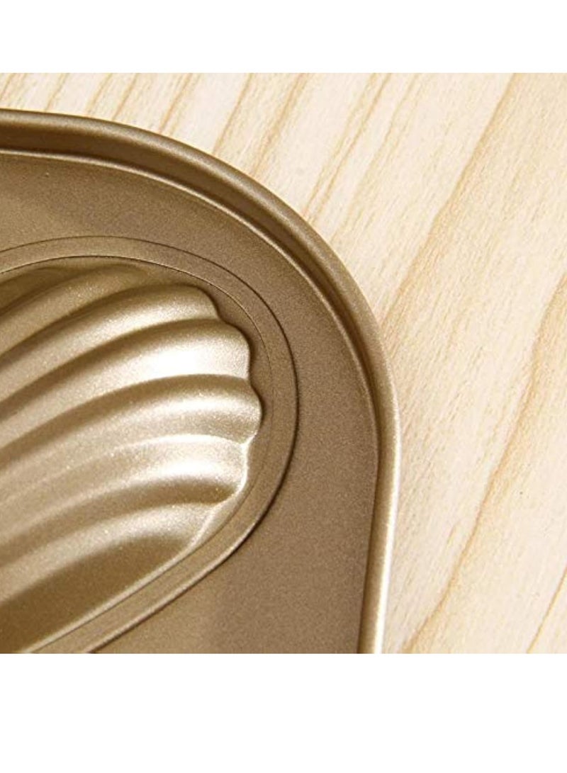 Hihonor Stainless Steel Cake Mould Muffin 6-Cavity Madeleines Cake Baking Pans Tray Shell Shaped Mold Nonstick-1Pc,Gold - Image 3