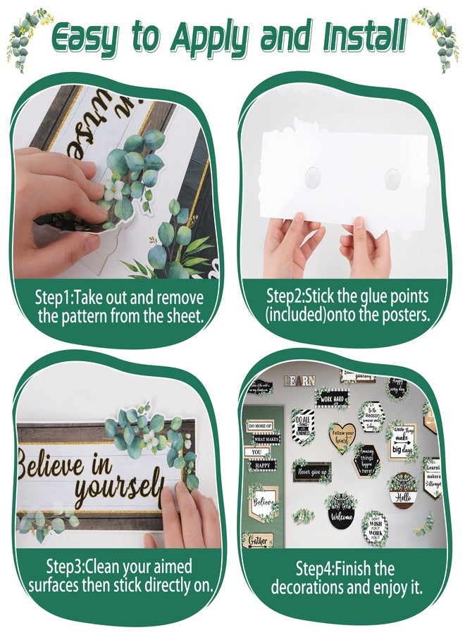 Sondeng Bulletin Board Decoration Eucalyptus Classroom Posters Positive Sayings Inspirational Motivational Bulletin Board Decor Set Growth Mindset Affirmation Cutouts Back to School Office Teacher Supplies - Image 3