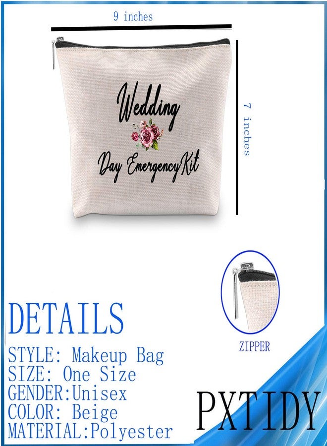 PXTIDY Bride Wedding Day Emergency Kit Bridal Shower Gift Wedding Survival Kit Makeup Bag Bride To Be Gift(Beige) - Image 3