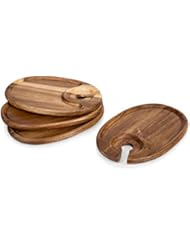 TOSCANA - a Picnic Time brand TOSCANA - a Picnic Time brand TOSCANA - a Picnic Time Brand Cocktail Appetizer Plates with Wine Glass Holder, Set of 4  - Image 1