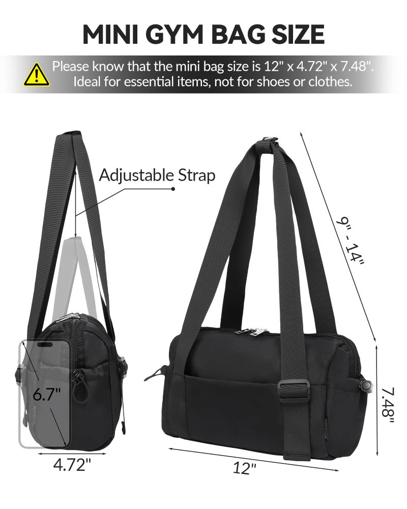 BAVERGE Small Gym Bag for Women Mini Duffle Bag with Wet Compartment, Lightweight Waterproof Cute Tote for Girls Workout Sport Travel, Black - Image 2