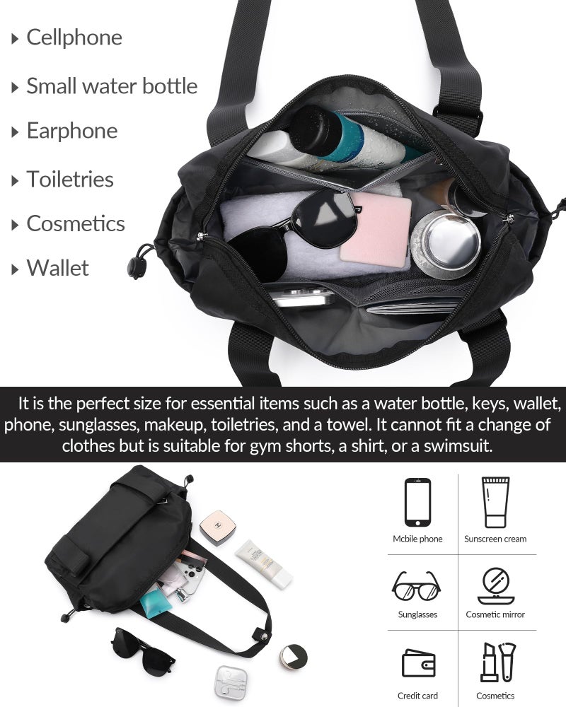 BAVERGE Small Gym Bag for Women Mini Duffle Bag with Wet Compartment, Lightweight Waterproof Cute Tote for Girls Workout Sport Travel, Black - Image 3