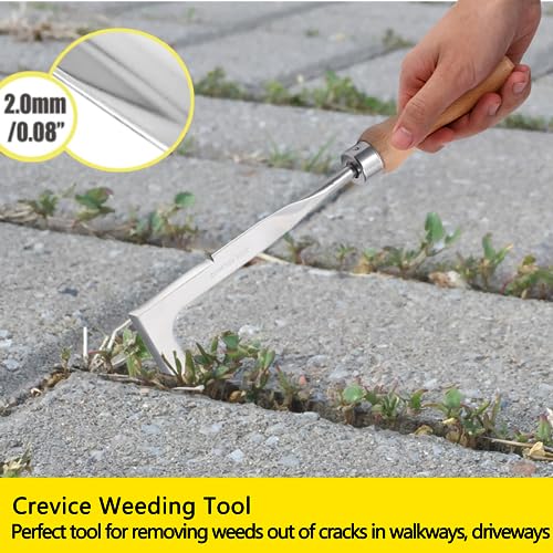 Theuzi 3 Pack Weed Puller Tool, Manual Hand Weeder Paver, Crack Weeder, Stainless Steel Crevice Weeding Digger Tool, Paving Brick Moss Removal, L-Shape Gardening Crack Sickle for, Lawn Edger and Driveway - Image 4