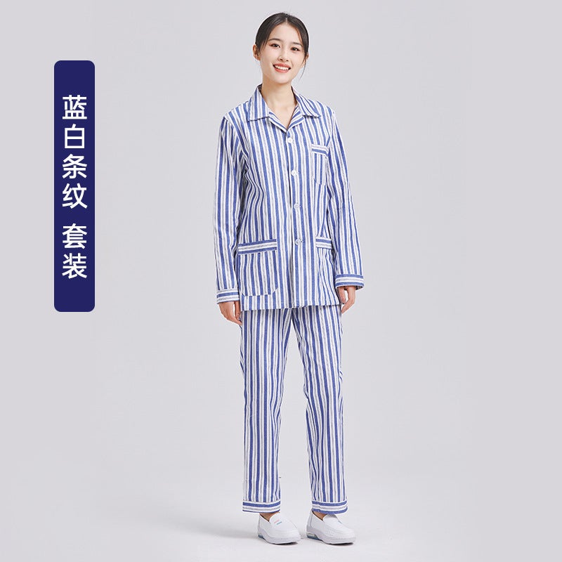 Hospital Gown 0 Cotton Long-Sleeved Pajamas For Female Hospital Patients Short-Sleeved Pajamas For Male Elderly Patients Hospital Gown - Image 1