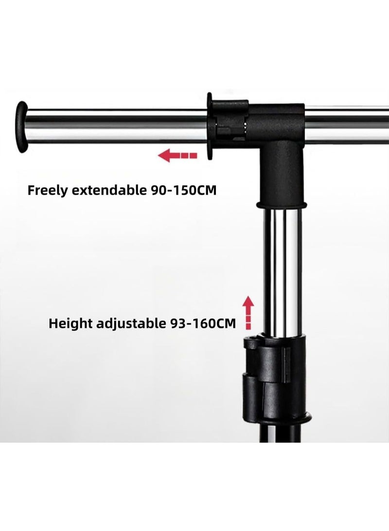 Raxoom Clothing Garment Rack with Bottom Shelf, Heavy Duty Double Rods Clothes Hanging Rack with Wheels, Extendable Rolling Garment Rack with 2 Hooks, Commercial Clothing Storage Display, Chrome - Image 4