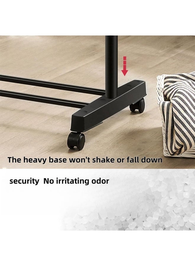 Raxoom Clothing Garment Rack with Bottom Shelf, Heavy Duty Double Rods Clothes Hanging Rack with Wheels, Extendable Rolling Garment Rack with 2 Hooks, Commercial Clothing Storage Display, Chrome - Image 3