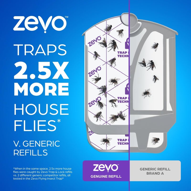 ZEVO Flying Insect Trap Official Refill Cartridges - Fits Both Trap & MAX Indoor Fly Trap - Authentic Trap+Lock Technology to Catch Gnats, House & Fruit Flys (10 Official Refill Cartridges) - Image 3