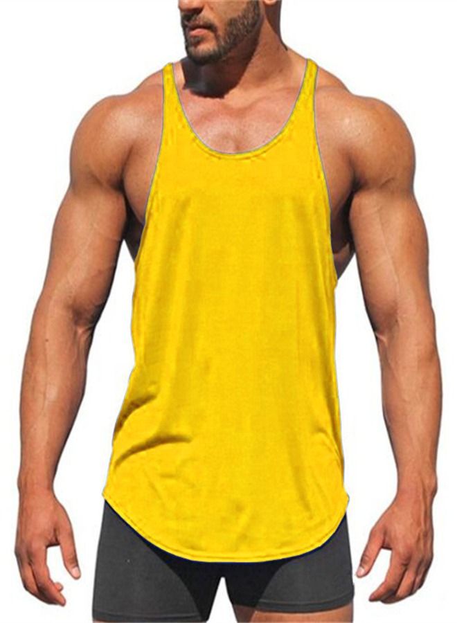 Loquat Solid Color Thin Belt Sports Vest Yellow  - Image 2
