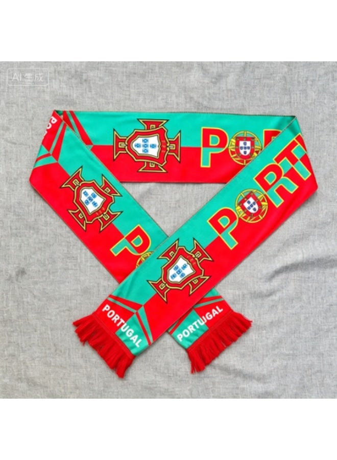 Portugal National Team Football Fan Scarf - Red Green Double-Sided Textile - Image 2