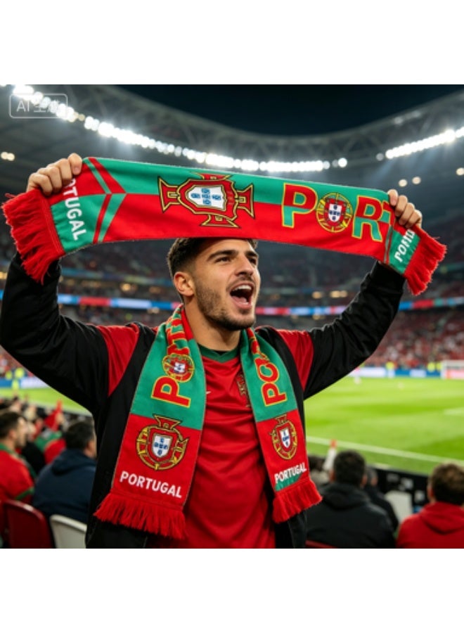 Portugal National Team Football Fan Scarf - Red Green Double-Sided Textile - Image 3