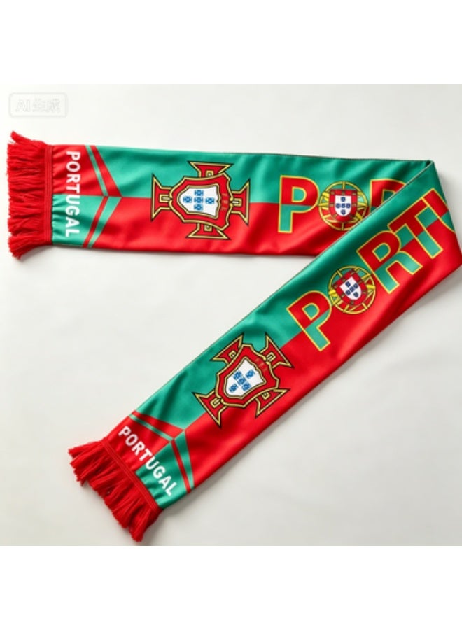 Portugal National Team Football Fan Scarf - Red Green Double-Sided Textile - Image 1