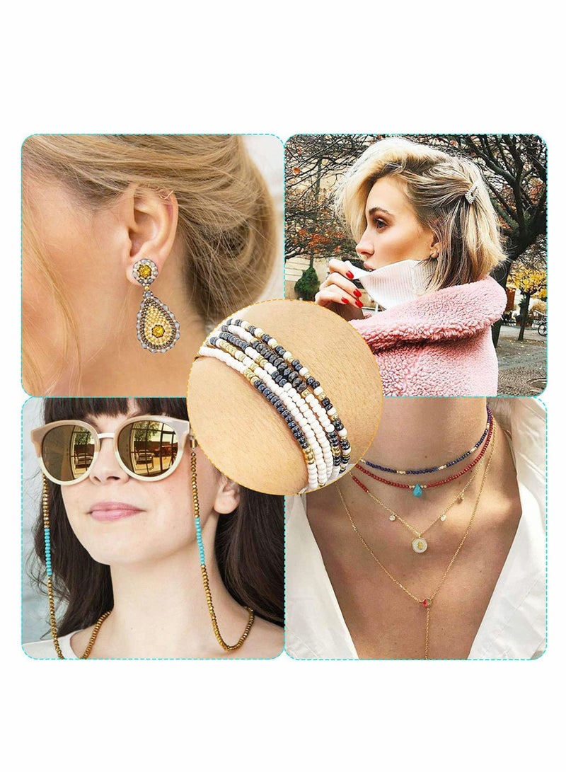 6000 قطعة خرز زجاجي 2 مم بالجملة لصنع المجوهرات بنفسك، خرز صغير للجواهر وأساور - خرز حرفي بلون أسود مع ملاقط - Image 4