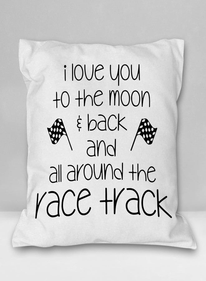 Burosev Racing Sign I Love You to The Moon Back Soft Throw Pillow Cover, Race Car Lover Decorative Pillowcase, Racing Motorsports Decor Decorations for Home Sofa Living Room (18 x 18 Inch) - Image 1