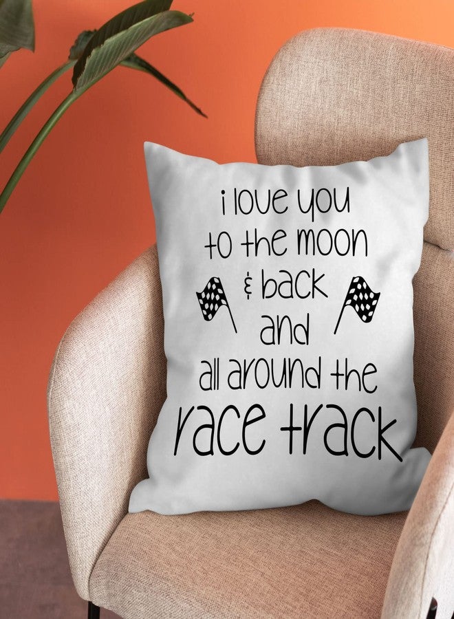 Burosev Racing Sign I Love You to The Moon Back Soft Throw Pillow Cover, Race Car Lover Decorative Pillowcase, Racing Motorsports Decor Decorations for Home Sofa Living Room (18 x 18 Inch) - Image 2