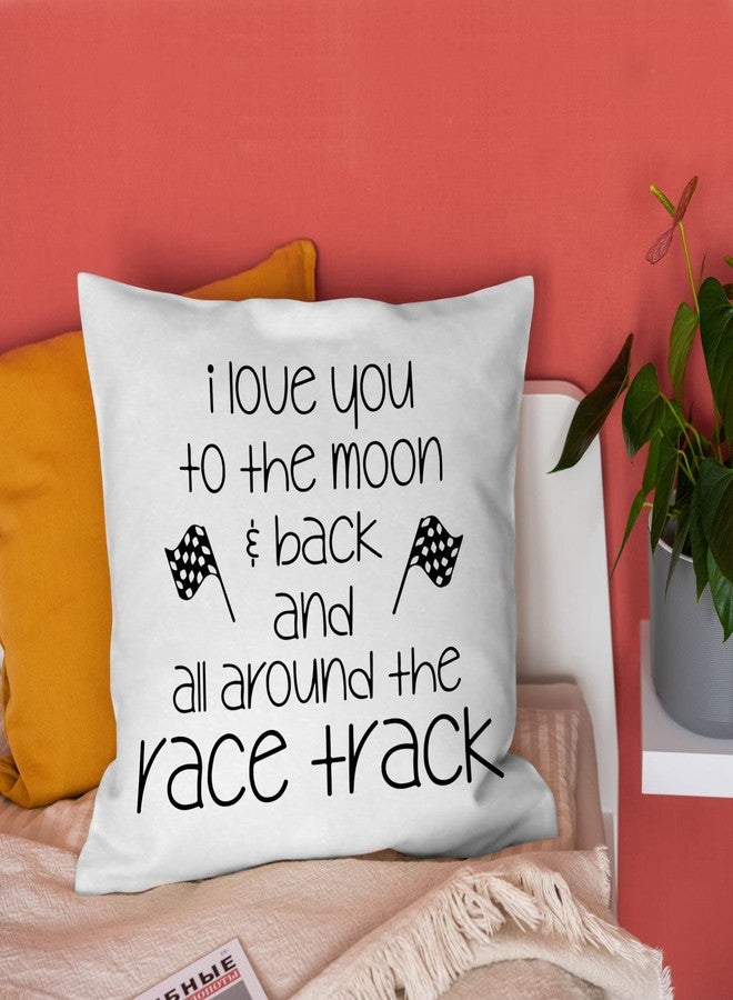 Burosev Racing Sign I Love You to The Moon Back Soft Throw Pillow Cover, Race Car Lover Decorative Pillowcase, Racing Motorsports Decor Decorations for Home Sofa Living Room (18 x 18 Inch) - Image 3