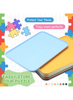 LOYIM LOYIM 8 Pcs 15'' x 10.5'' Extra Large Puzzle Sorting Trays Stackable Puzzle Trays for Sorting Puzzle Piece Sorter Trays Jigsaw Puzzle Accessory for Sorting 2000/3000/5000/6000 Puzzle Pieces  - Image 3