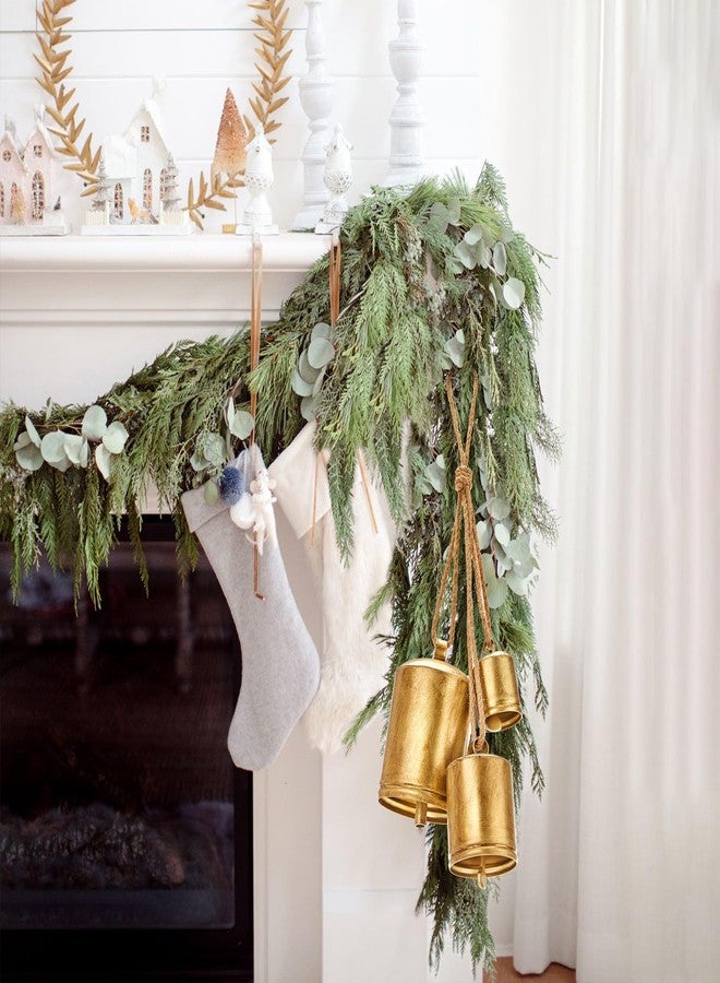 KPCB Tech Christmas Bells for Decorations, Rustic Christmas Decor Vintage Style, Brass Shabby Chic Hanging Decoration Set of 3 (Brass) - Image 3