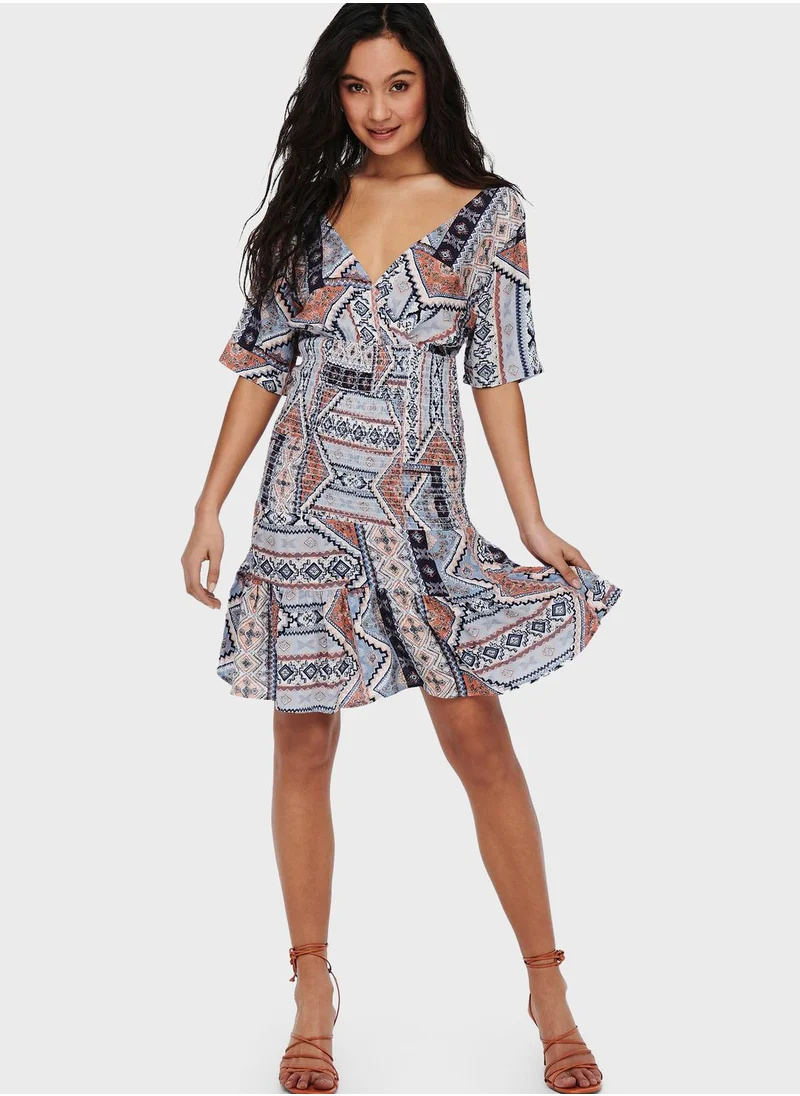 ONLY Printed Wrap Dress