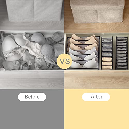 HSLFUAI 3 Pack Drawer Organizer for Underwears, Sock,Tie Foldable Closet Organizer Drawer Soft Fabric Dresser Drawer Divider Bins for Underwear Socks Ties(3PCS Underware+Socks) - Image 2