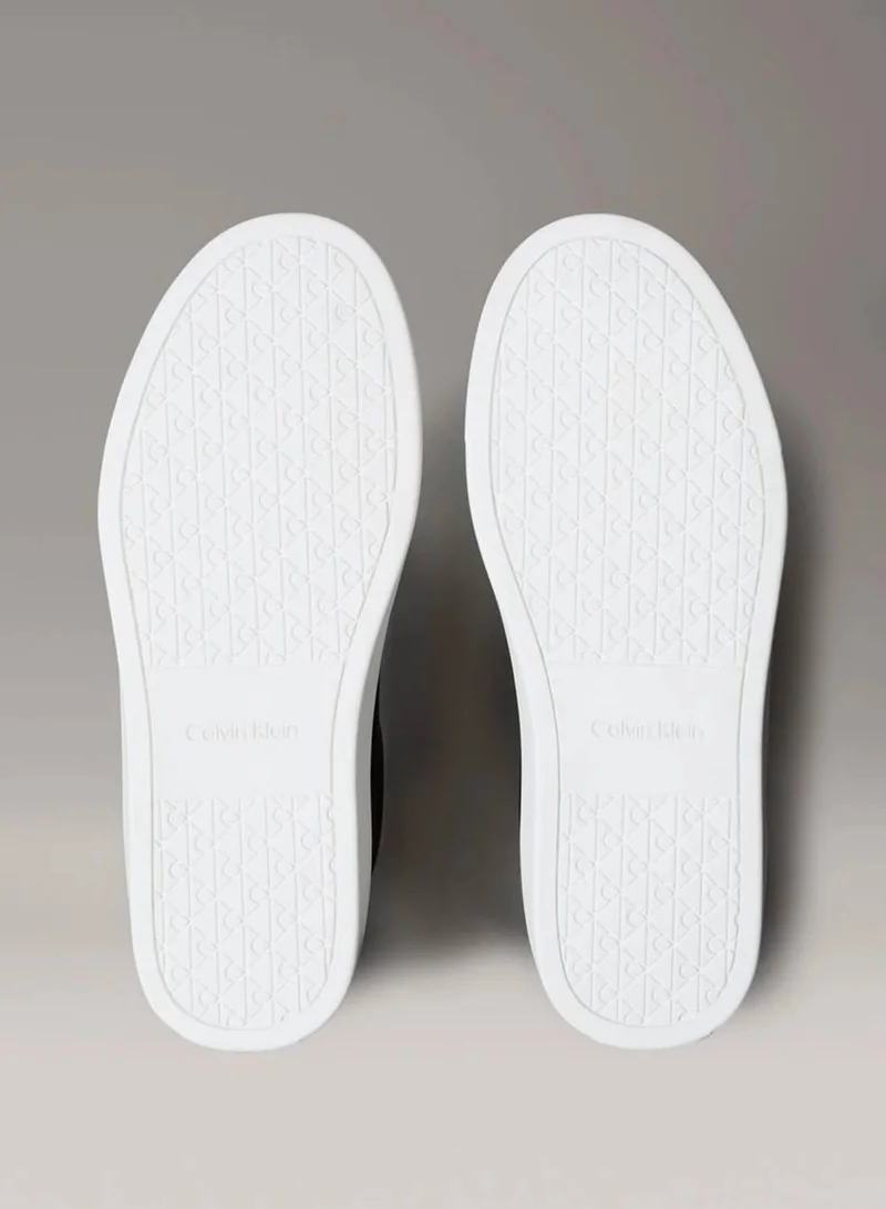 Calvin Klein Jeans Black/Bright White Smooth Leather Classic Trainers for Men | Best Price UAE
