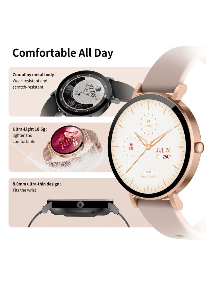 G-Tab GLR3 Princess Smart Watch for Women Bluetooth Calling AMOLED Display Fitness Tracker Heart Rate SpO2 Women's Health Monitoring Waterproof Smartwatch Compatible with iPhone Android Elegant Stylish Smart Wearable Fitness Watch for Daily Use Health Tracking Sleep Monitoring Multi Sport Modes Long Battery Life Smart Notifications - Image 4